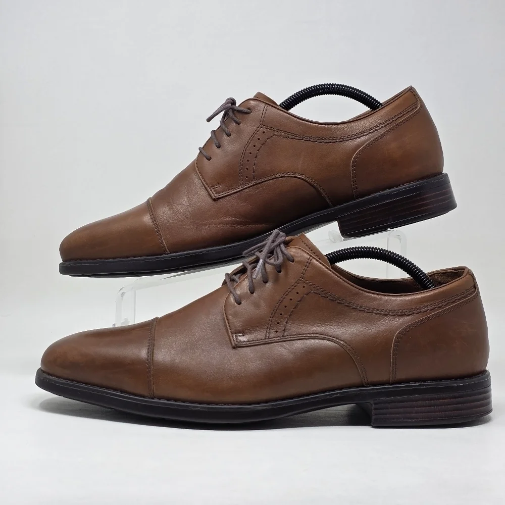 Johnston & Murphy Mens Size 11M Branning Cap Toe Tan Sheepskin Brown Oxford Shoe
